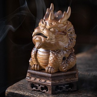 中式禪意神獸生肖龍盤香爐檀香沉香陶瓷狻猊貔貅擺件創意香薰爐