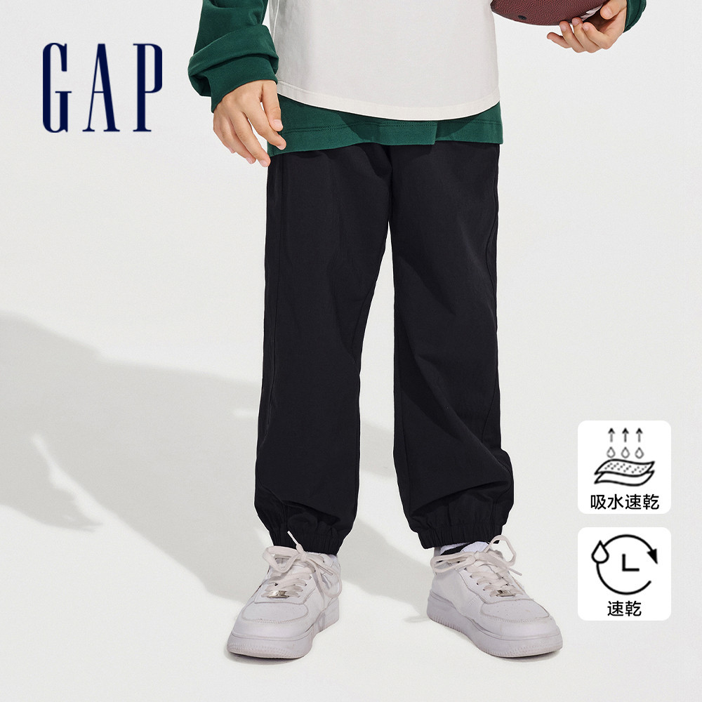 Gap 男童裝 Logo束口鬆緊褲-黑色(890470)