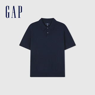 Gap 男裝 短袖POLO衫 絨感針織系列-海軍藍(890973)