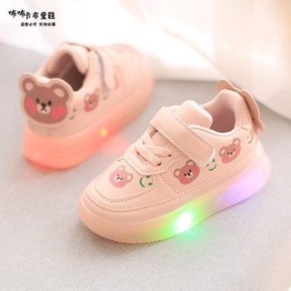 💕洋洋洋鞋店💕兒童運動鞋 女童運動鞋 春秋季亮燈兒童髮光鞋皮麵女童男寶寶帶燈鞋運動小童鞋1-3嵗 女童跑鞋 幼童鞋子