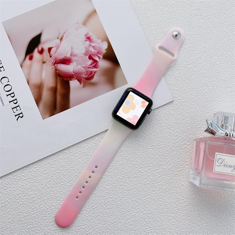 【YX】夏日極光炫彩硅膠錶帶iwatch8休閒運動適用於蘋果手錶applewatch7