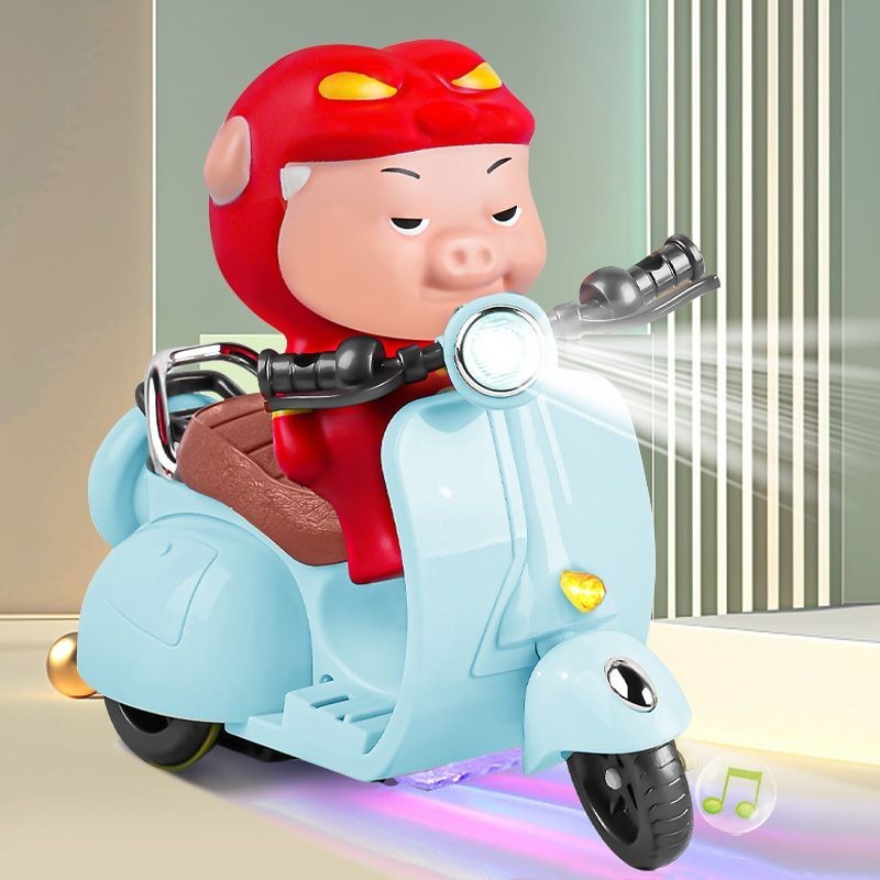 網紅豬豬俠捏捏樂 车车玩具 特技摩託車 豬豬俠玩具 兒童電動車玩具 迷你摩托車 小型摩托車 卡通公仔玩具车 卡通模型车