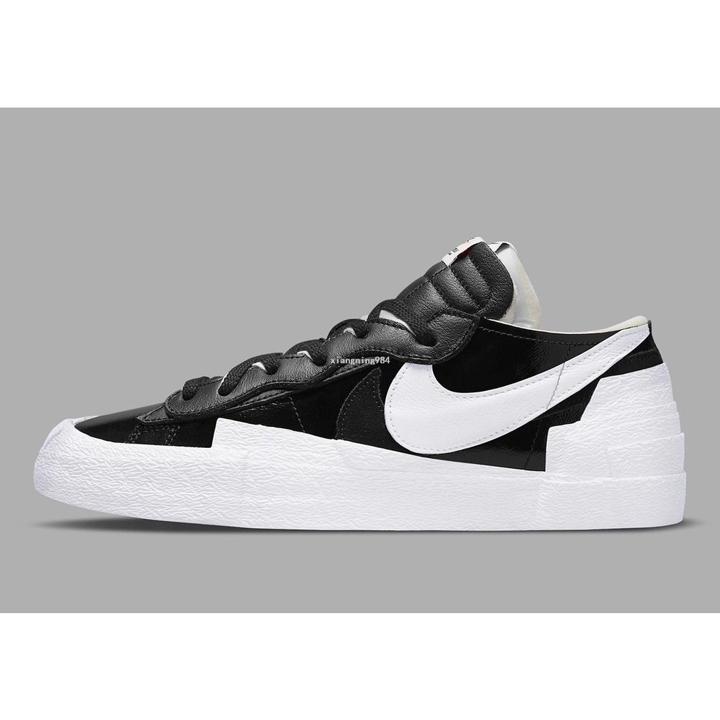 Sacai x Nike Blazer Low 雙勾 黑白 漆皮 休閒運動鞋DM6443-001男鞋