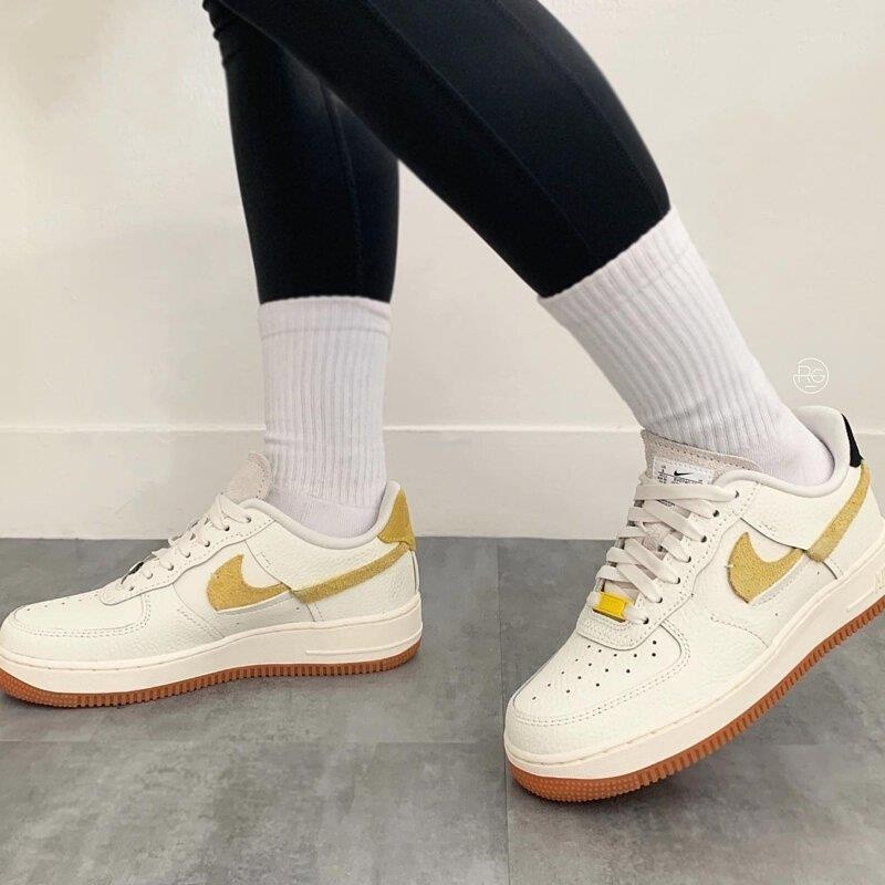 Nike Air Force 1 白黑黃 斷勾 鴛鴦 經典百搭休閒板鞋BV0740-101女鞋