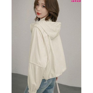 防曬衣🎀連帽短款外套女2024夏季新款小個子寬松休閑運動風薄款防曬服上衣