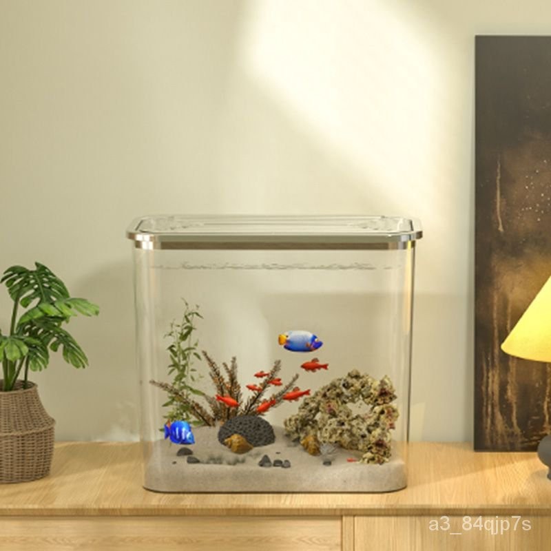 🔥客製/熱賣🔥新款透明塑料金魚缸傢用桌麵辦公室客廳小型亞剋力烏龜飼養生態缸 QZRY