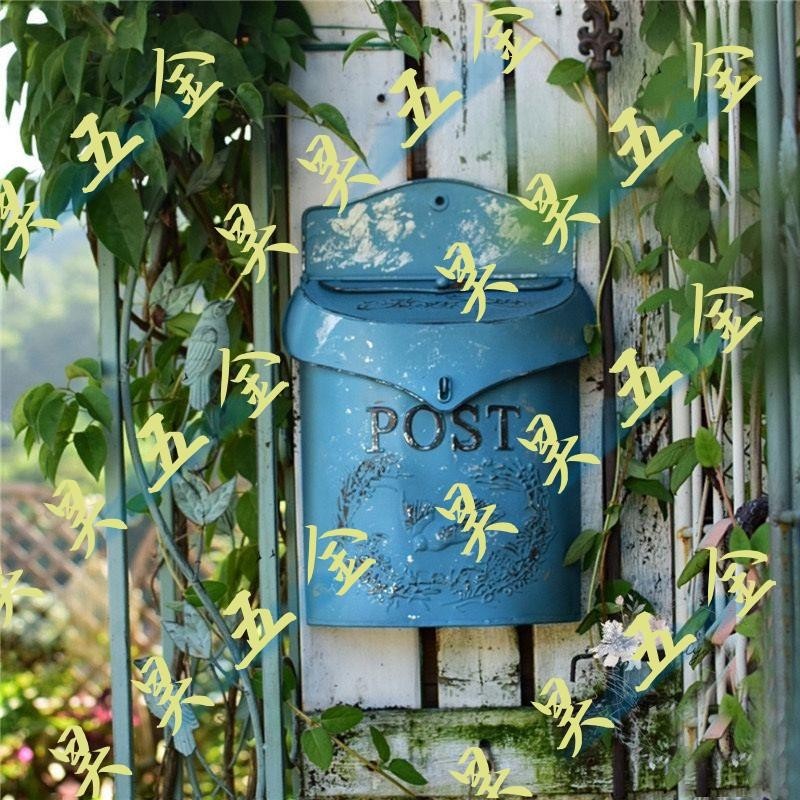 （昊昊五金）美式鄉村壁掛郵箱復古做舊信箱墻面裝飾意見箱花園壁面雜貨