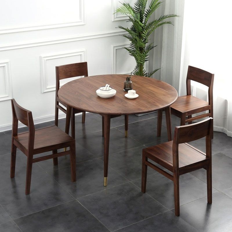 實木餐桌椅組閤傢用小戶型4人6人現代簡約飯桌北歐輕奢圓桌全實木