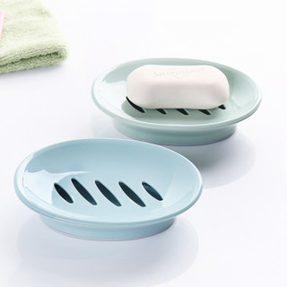 臺灣現貨A67 歐式橢圓形肥皂盒 洗手間塑料簡約肥皂盒 雙格瀝水浴室洗臉香皂盒