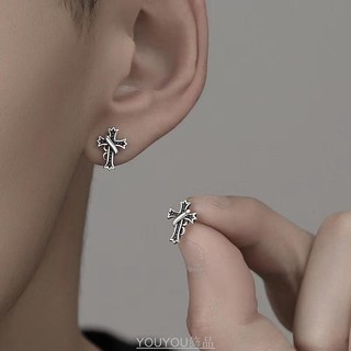 🌿SUN-Jewelry 純銀耳環 復古纏繞十字架耳釘 單只痞帥耳環 簡約百搭耳飾 防過敏耳環 學生潮流耳環 手工銀飾