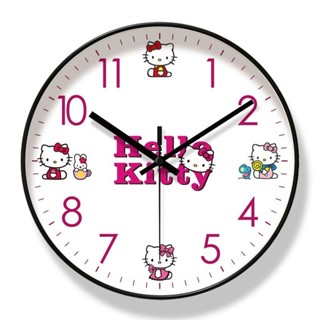 時鐘✨掛鐘 客廳掛鐘 HELLO KITTY卡通早教靜音掛表靜音準時石英鐘 卡通掛鐘 客廳掛鐘 時尚靜音掛鍾