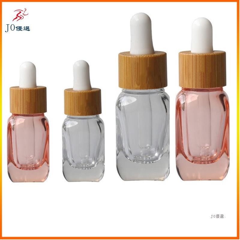 JO 3 件 10 毫升透明玻璃瓶 2 片 30 毫升粉紅色玻璃滴管瓶白色橡膠帶竹船員蓋 10 毫升 30 毫升滴管瓶