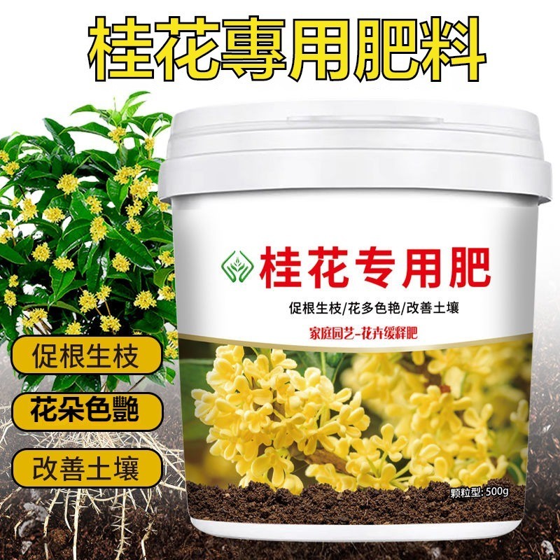 【正品熱賣】桂花專用肥 顆粒緩釋型 500g/大罐裝 有機肥料 氮磷鉀 四季 通用 易吸收 桂花樹 花肥 開花樹 有機肥