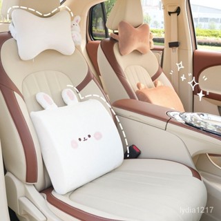 車用頭枕 車用頭枕腰靠 汽車頭枕護頸枕 可愛卡通記憶棉柔軟座椅靠枕 冬季保暖汽車腰靠女 車用頭枕靠墊