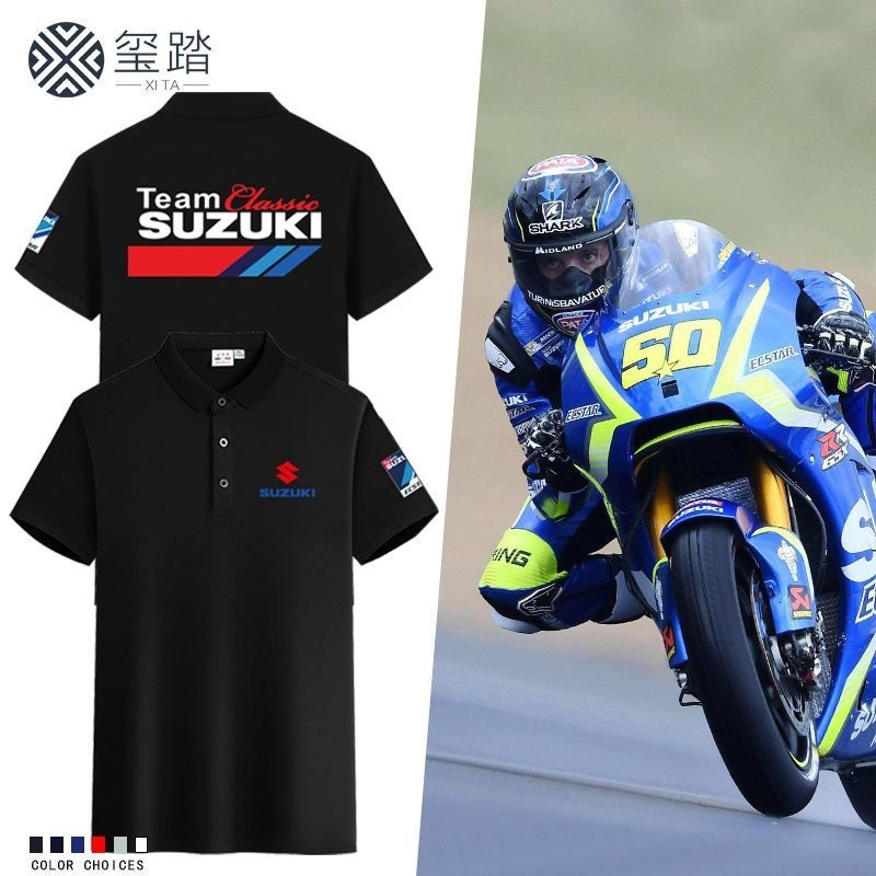 Suzuki鈴木重機車騎行服POLO衫短袖摩托機車賽車服定制寬松T恤男（*-*/璽踏）