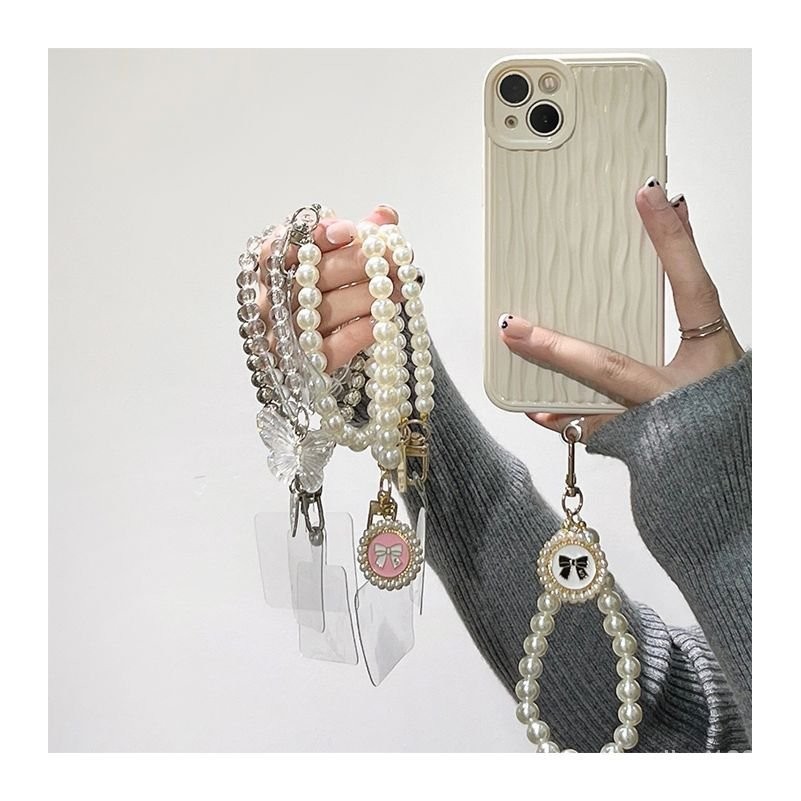 🔥台灣發售🔥手機掛繩 掛件 新款珍珠汽車鑰匙扣掛件創意蝴蝶結配件耳機套Airpods女包包裝飾