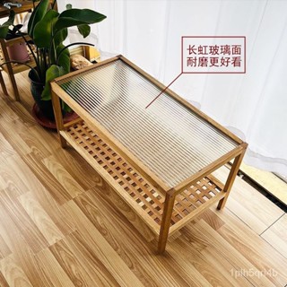 ins風網紅實木茶幾小戶型簡約長虹玻璃可收納邊幾創意網格咖啡桌茶幾 日式茶幾 茶幾桌 會客桌 客廳桌 咖啡桌