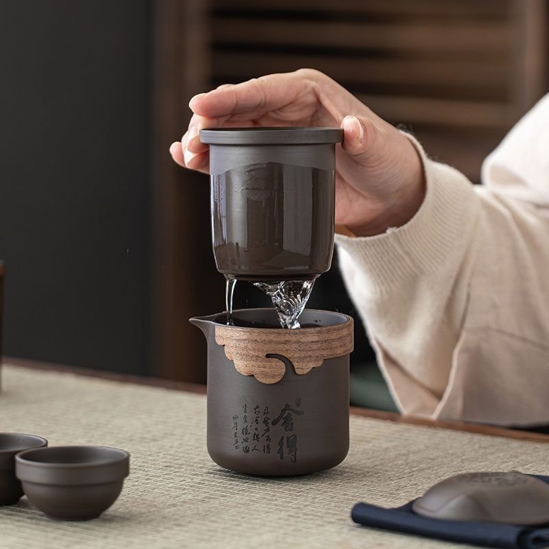 懶人茶具 石磨茶具 旋轉出水 功夫茶壺 茶壺 時來運轉 自動沖泡 茶器 茶具 泡茶茶具紫砂茶具套裝旅行茶具全套特價隨身泡