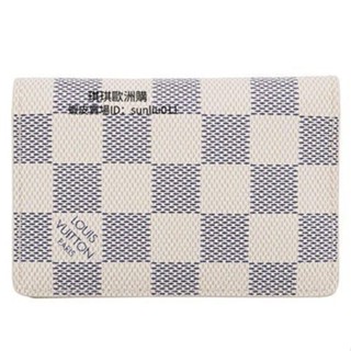 二手 LV Louis Vuitton LV N63144 白棋盤格紋信用卡簡便短夾