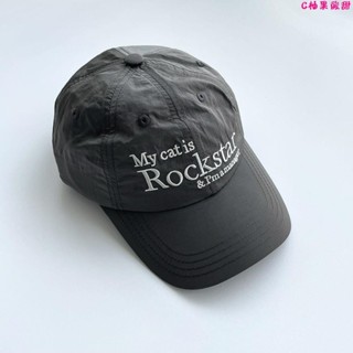 鴨舌帽🎀韓國24春夏my catis rockstar字母刺繡尼龍鴨舌帽軟頂棒球帽