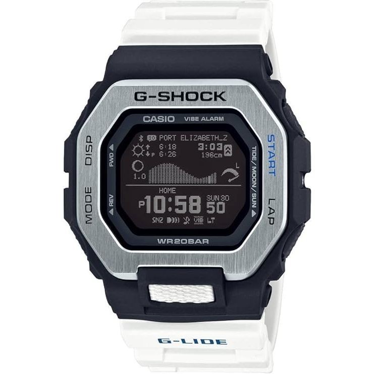 日本行貨★台灣卡西歐公司貨 G-SHOCK G-LIDE系列 潮汐電子錶 防水200米-白X黑 GBX-100-7JF