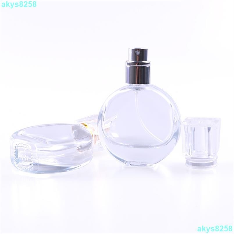 台灣出貨十個起賣 25ml扁圓透明噴式香水瓶 玻璃瓶 分裝化妝品瓶 空瓶子CDS