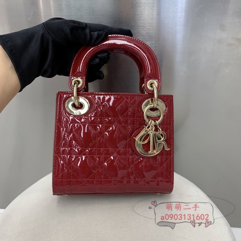 『二手精品』DIOR迪奧 LADY DIOR 三格戴妃包 紅色金釦 手提包 肩背包 斜跨包 鏈條包 單肩包