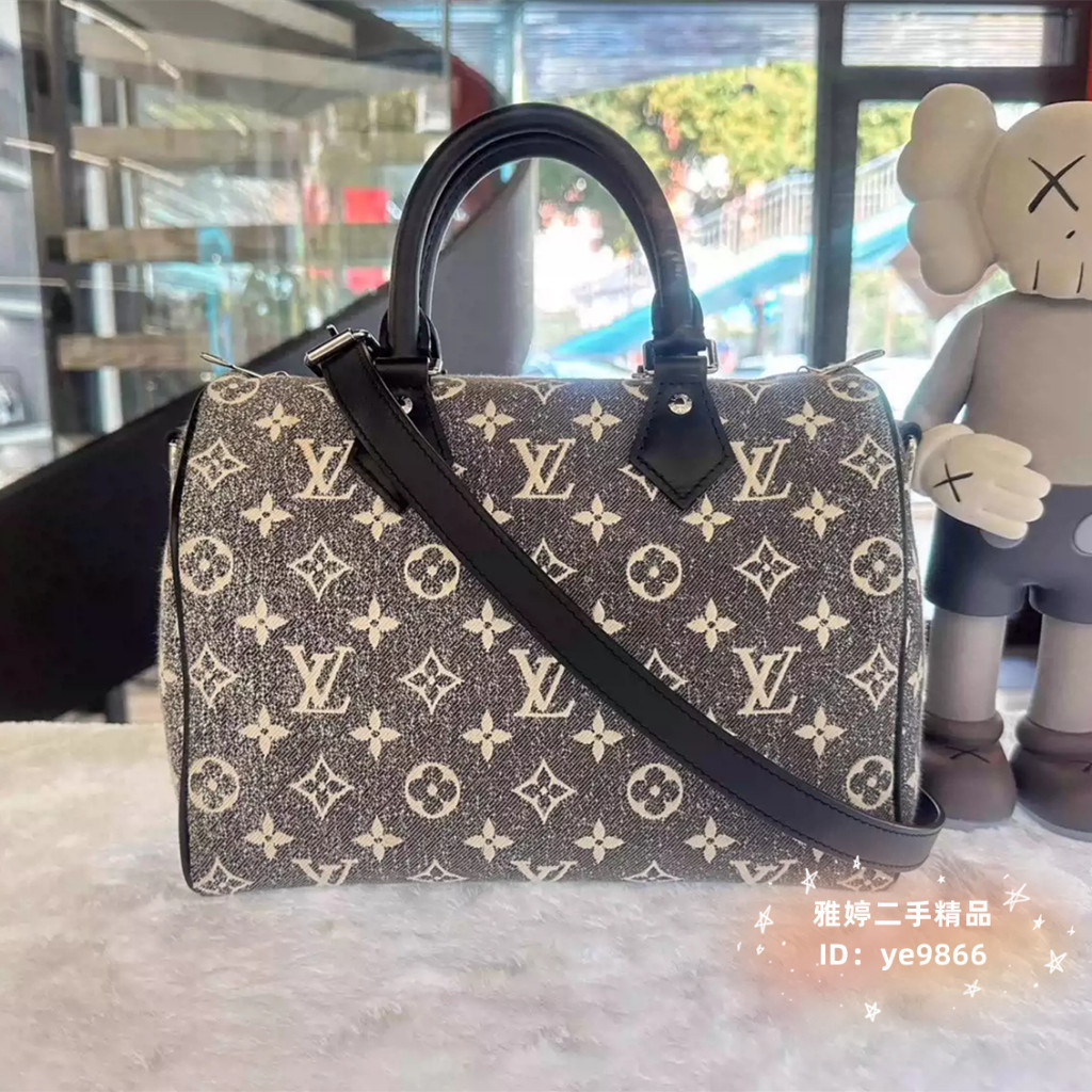 『二手精品』LV 路易威登 M21464 Speedy Bandouliere 25 灰色 單寧牛仔布 單肩包 斜跨包