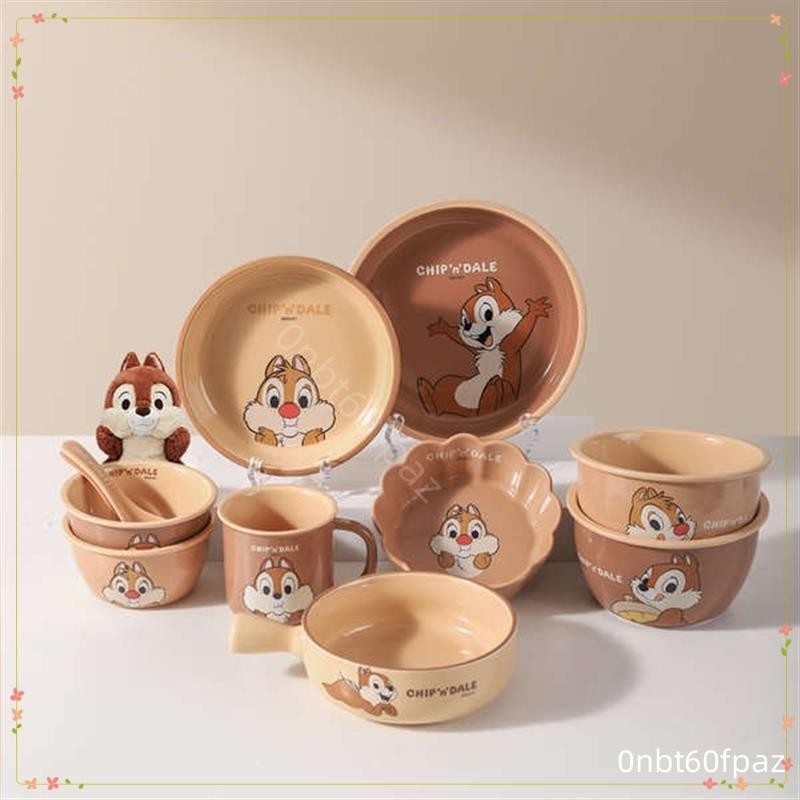 優選好物川島屋迪士尼餐具卡通兒童碗家用陶瓷可愛奇奇蒂蒂飯碗麵碗餐盤子BNTG