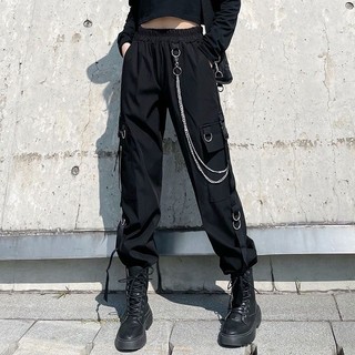 小可傢服飾~工裝褲 辣妹工裝褲 休閑褲子 工裝褲女寬鬆 褲子女潮ins學生韓版寬鬆春秋大碼女裝休閒百搭高腰顯瘦工裝褲女