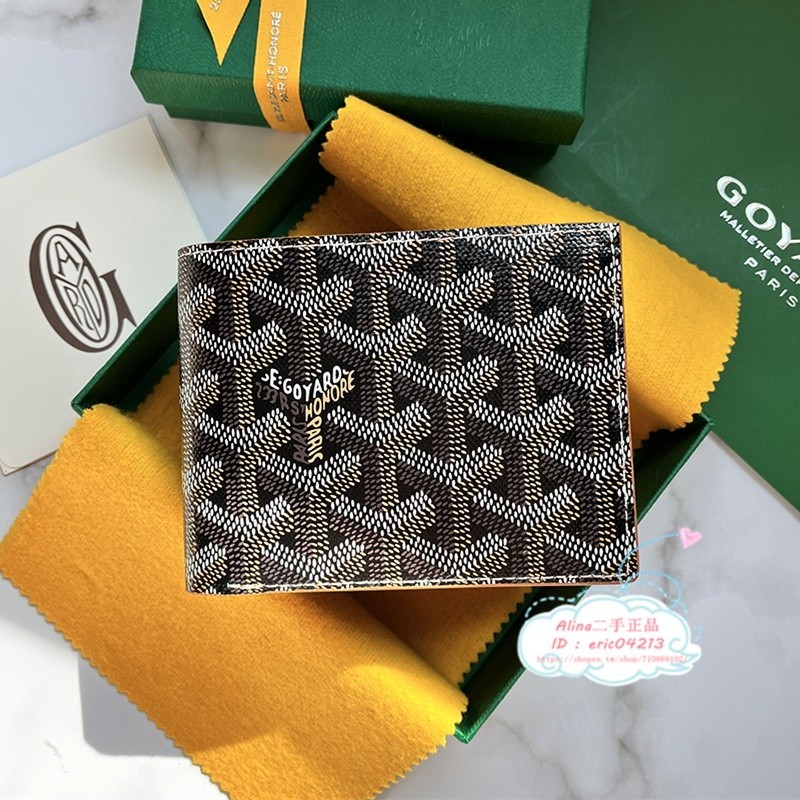 【Alina二手正品】Goyard 戈雅 VICTOIRE 黑色/棕色 男士8卡對折短夾 證件夾 錢包 現貨+免運