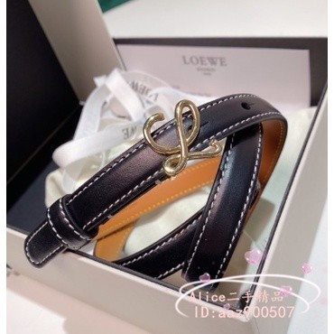 二手正品 loewe 羅意威 女士 棕色/黑色 1.3CM 女生窄版皮帶 腰帶 現貨免運