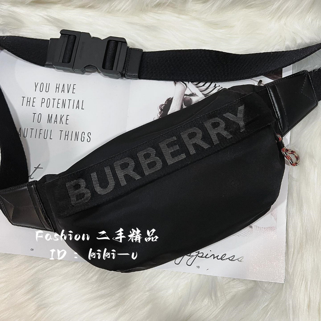 精品二手 BURBERRY 博柏利Sonny Horseferry 印花塗層帆布蘇尼腰包8036551