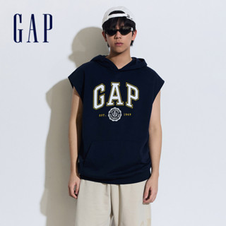Gap 男裝 Logo印花無袖帽T-海軍藍(885520)