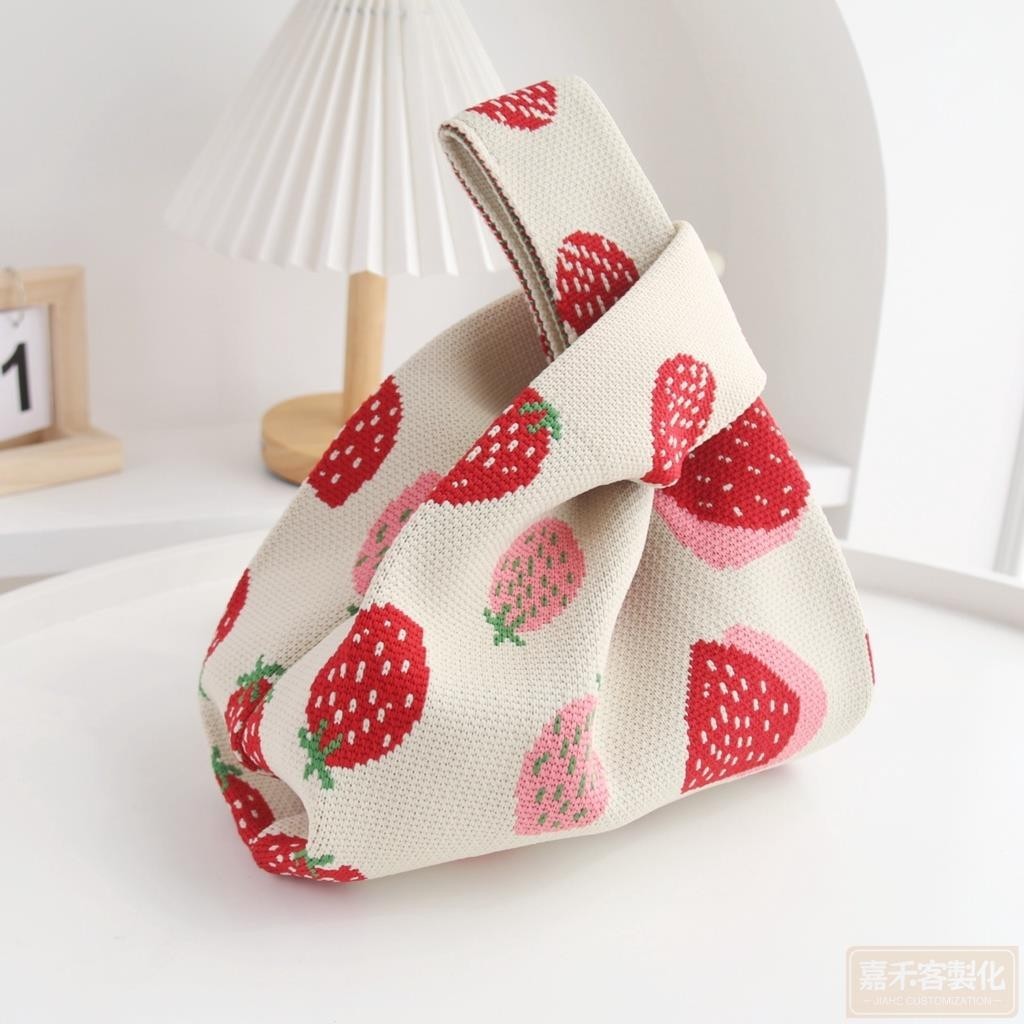 【全場客製化】【針織包】草莓圖案 禮品袋 針織手提袋 高級感 禮物袋 生日伴手禮袋 小包裝袋 訂製