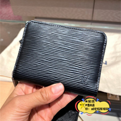 Louis Vuitton LV M60152 黑色 EPI水波紋 拉鍊 零錢包卡包 錢包二手