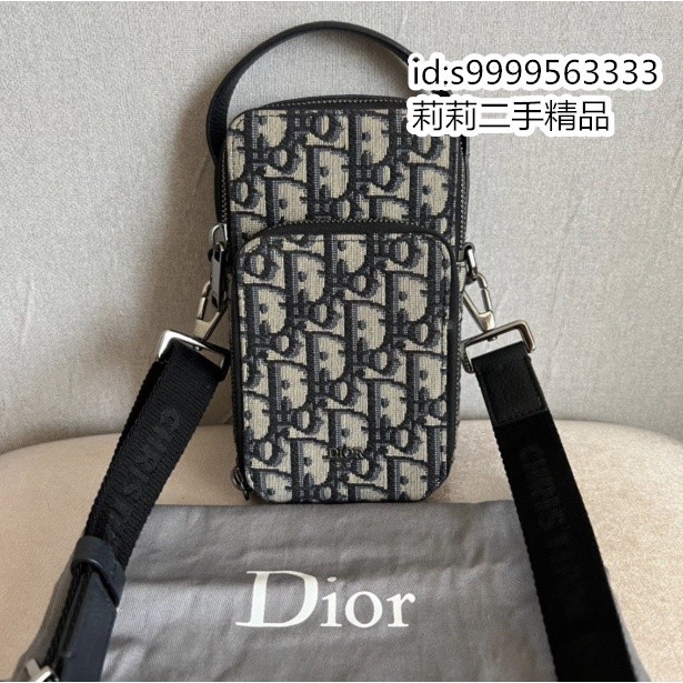 二手 DIOR 迪奧 蒙田手機包 男女款 mini oblique 老花 帆布 斜背包 肩背包 現貨