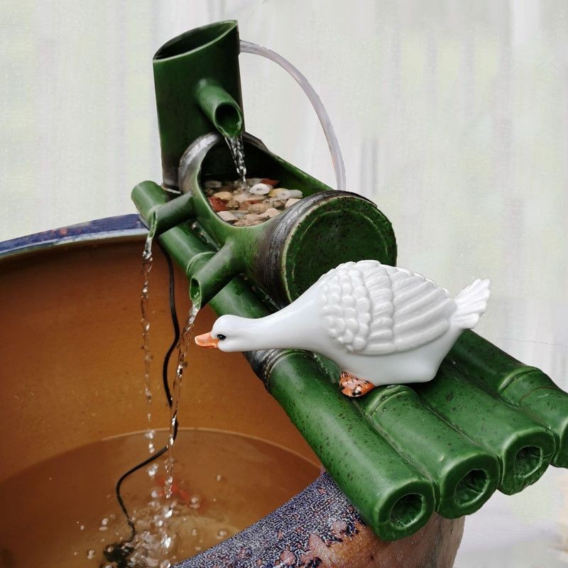 陶瓷過濾器仿竹子流水養魚擺件大水缸造景循環系統 流水器配件威興貿易企業社