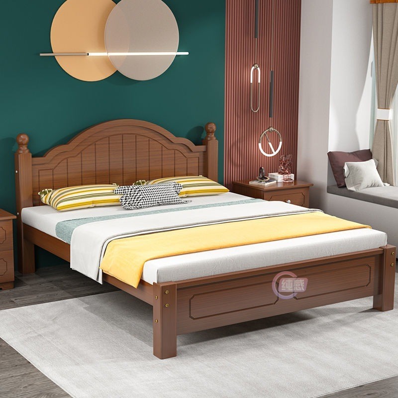 【現貨】現代簡約1.8米出租房簡易1m單人床實木床1.5米傢用鬆木雙人經濟型