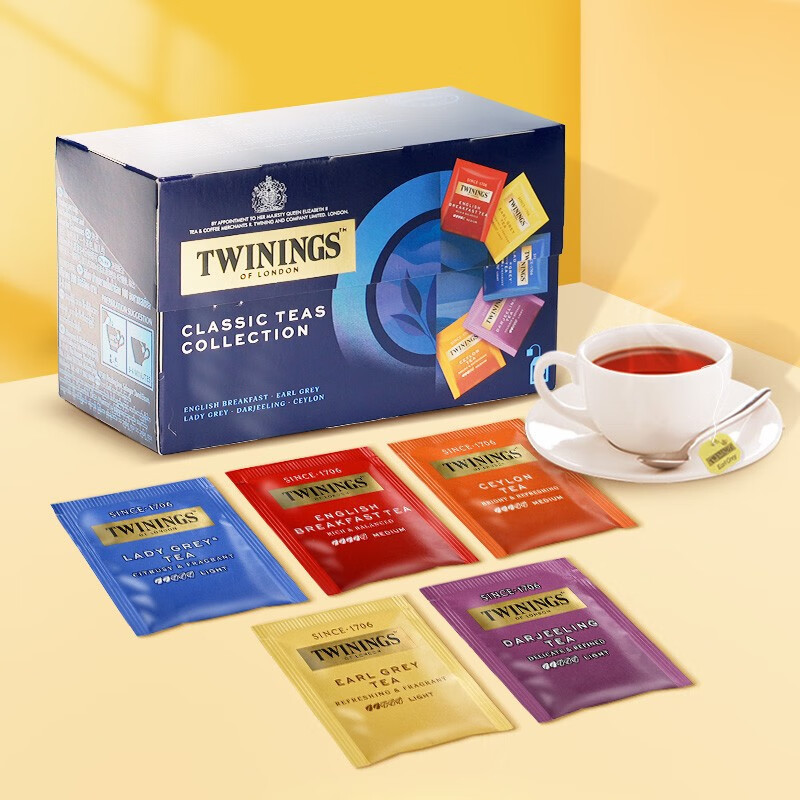 早春茶 川寧（TWININGS）英國 紅茶精選裝 5種口味 混閤裝 進口茶葉袋泡茶包 可冷泡 臨期 有效期2025年3月