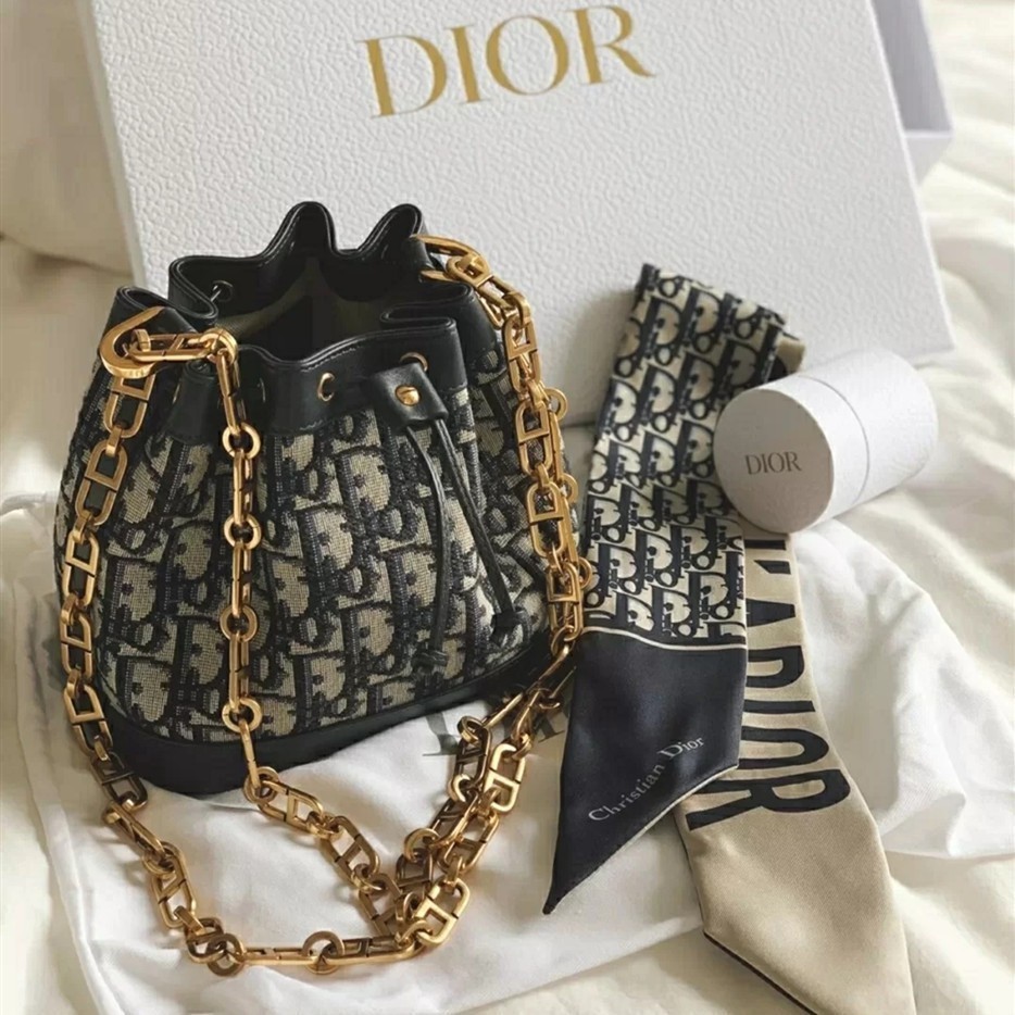 卓梵二手精品 Dior Oblique mini水桶包 經典老花 抽繩斜背包 深藍 酒紅色 現貨