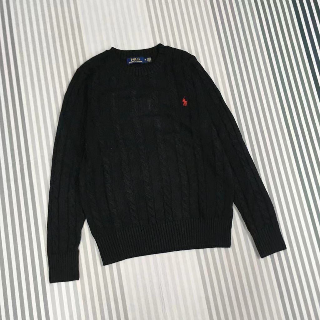 FAT BEAR 螺紋針織衫 Polo Ralph Lauren 黑色 長袖針織衫 針織毛衣 男款毛衣 針織衫 秋冬毛衣