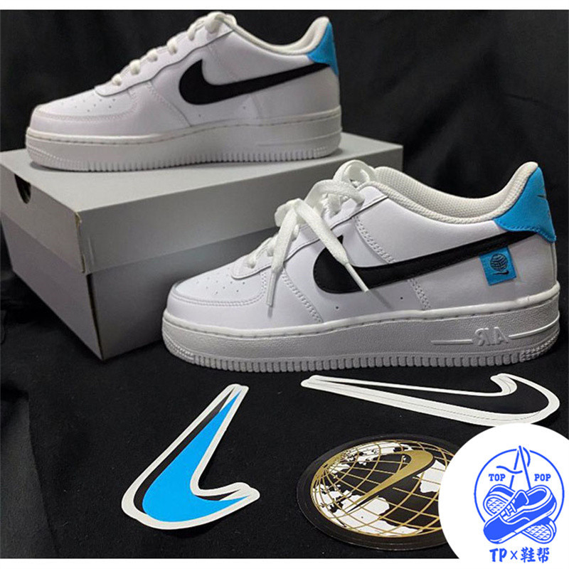 NIKE AIR FORCE 1 WORLDWIDE GS 白色 水藍 地球 CN8533-100 現貨