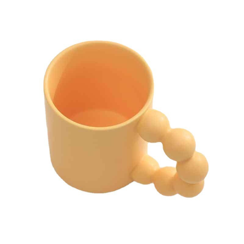 創意馬卡龍色 珠珠造型手柄 糖葫蘆馬克杯個性牛奶杯辦公家用水杯