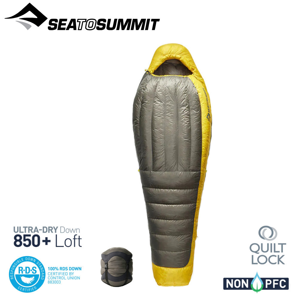 【Sea To Summit 澳洲 Spark -9 極輕暖鵝絨睡袋R《灰金》】SL041072/保暖睡袋/舒適睡袋