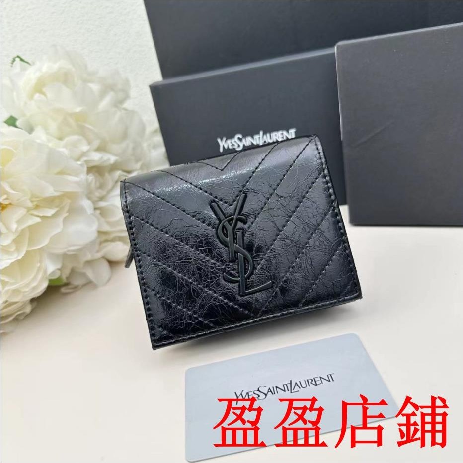 盈盈二手/經典款YSL 聖羅蘭 Saint Laurent 短夾 零錢包 錢夾 錢包 皮夾卡夾065902154