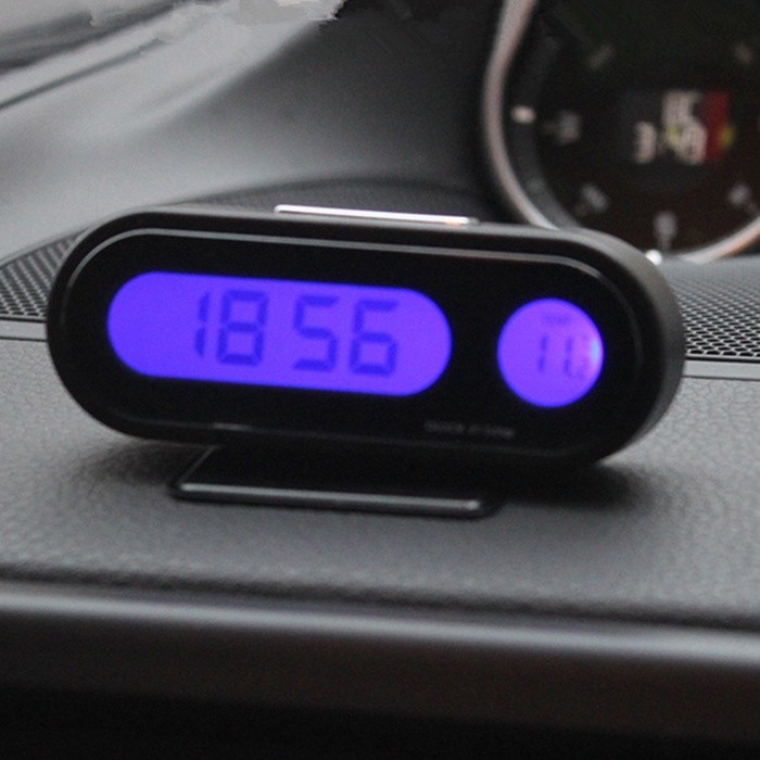 ♙迷你汽車汽車數字時鐘汽車手錶汽車溫度計濕度計裝飾擺件時鐘
