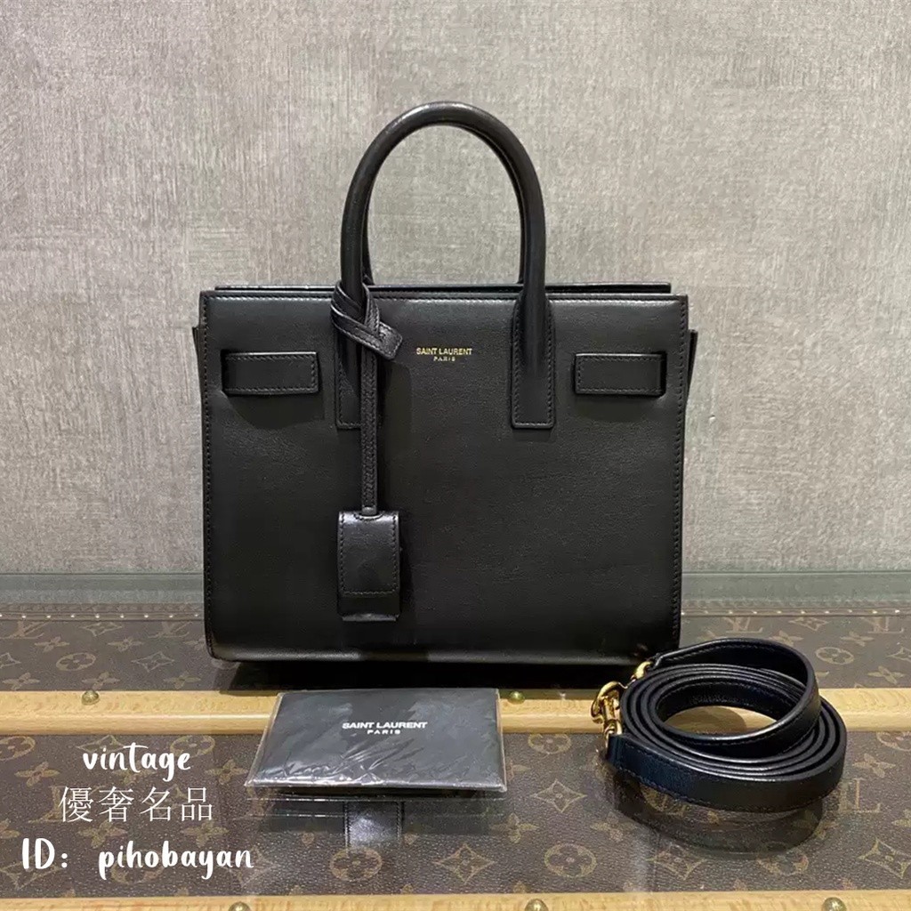 YSL SAC DE JOUR NANO 黑色牛皮鎖頭包 392035 聖羅蘭 風琴包 單肩包 斜跨包 托特包