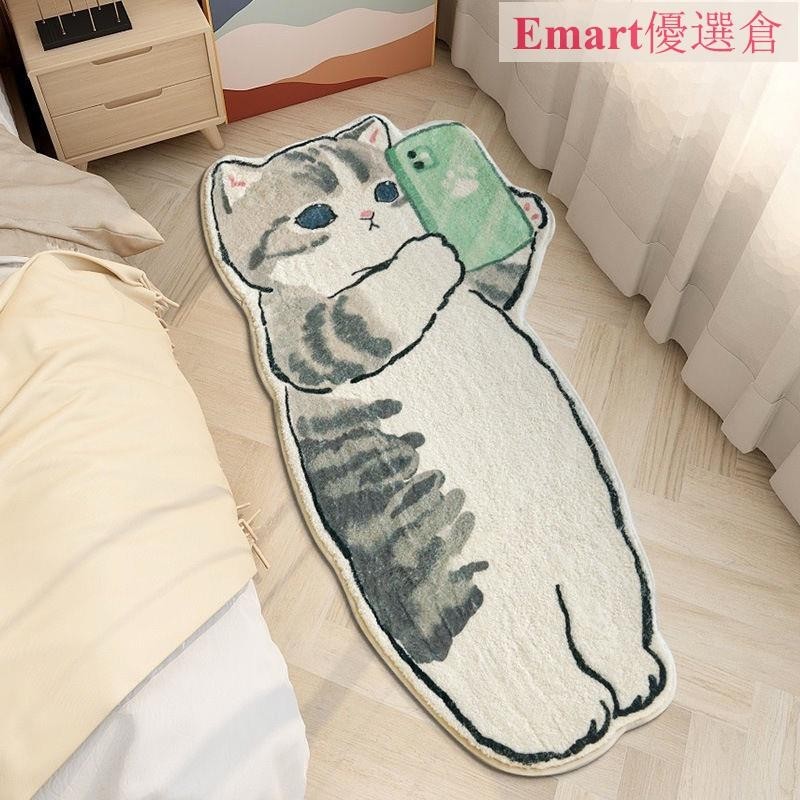 🚀臺灣出貨⚡猫猫卡通可愛地毯臥室客廳兒童房間床邊床前加厚水洗地墊爬行墊