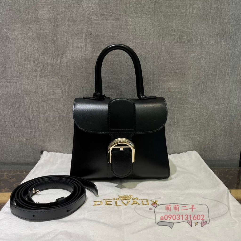 免運 DELVAUX 德爾沃 brillant mini 黑金 光面牛皮 單肩包 手提包 斜挎包女包